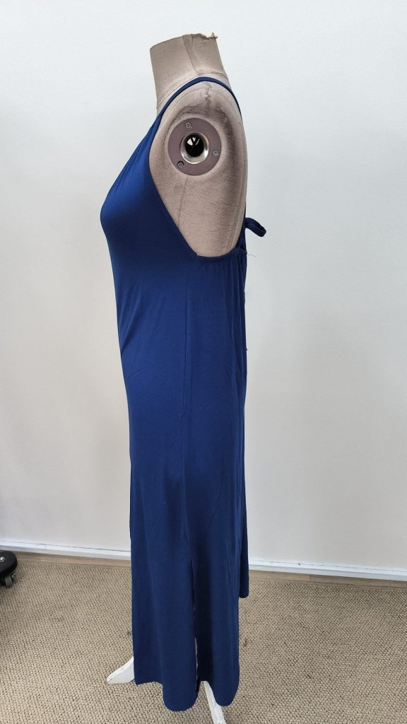 Rochie lungă din viscoză pentru femei, cu umeri goi, decolteu halter și spate încrucișat, 31338