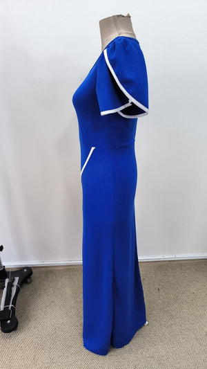 Rochie de damă din crep cu mânecă scurtă și decolteu pătrat, cu decupaj încrucișat în față, 31402