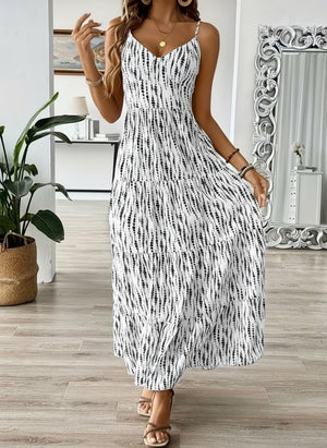 Rochie lungă Supreme pentru femei, cu bretele, decolteu în V și legături la spate, 31498