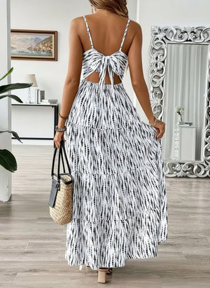 Rochie lungă Supreme pentru femei, cu bretele, decolteu în V și legături la spate, 31498
