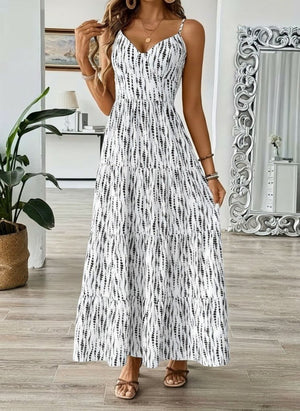 Rochie lungă Supreme pentru femei, cu bretele, decolteu în V și legături la spate, 31498