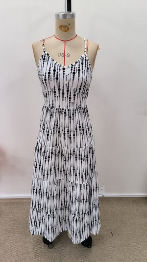 Rochie lungă Supreme pentru femei, cu bretele, decolteu în V și legături la spate, 31498