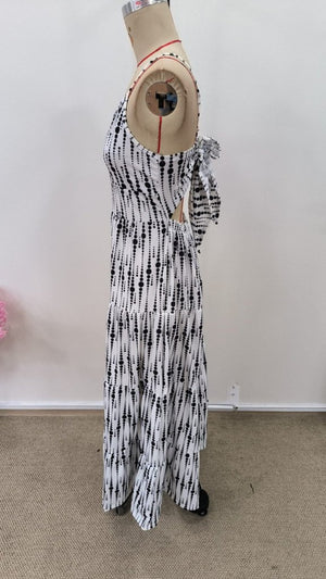 Rochie lungă Supreme pentru femei, cu bretele, decolteu în V și legături la spate, 31498