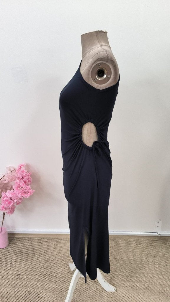 Rochie midi din viscoză cu un singur umăr și crăpături laterale, 31543