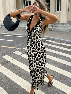 Rochie lungă Supreme pentru femei, cu decolteu adânc în V și șireturi, cu bretele, 31559