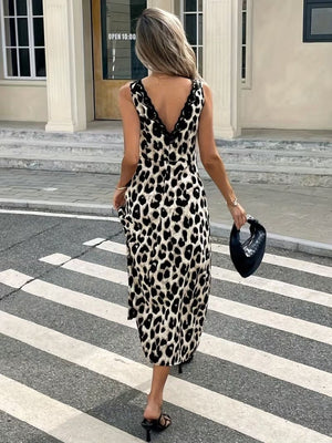 Rochie lungă Supreme pentru femei, cu decolteu adânc în V și șireturi, cu bretele, 31559