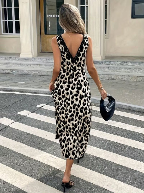 Rochie lungă Supreme pentru femei, cu decolteu adânc în V și șireturi, cu bretele, 31559