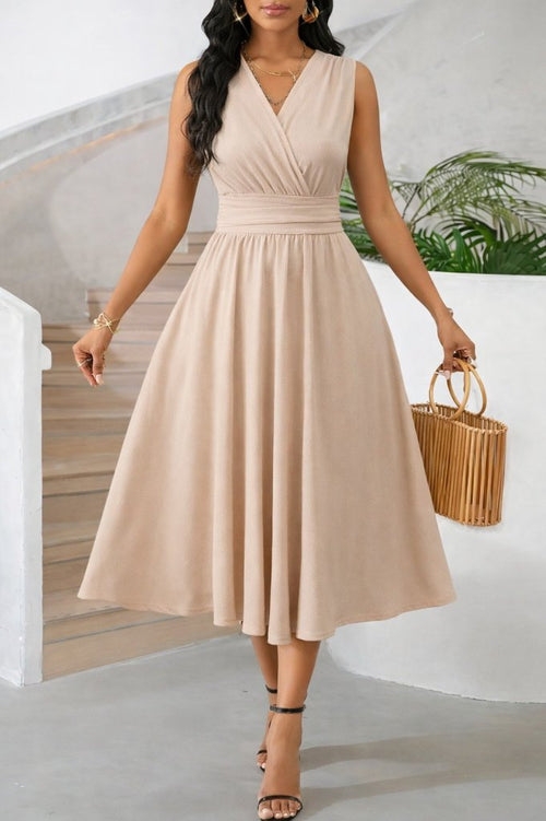 Rochie midi cu imprimeu floral, cu decolteu în V, talie elastică, model 31607, pentru femei