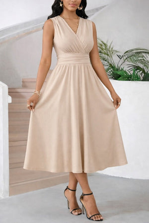Rochie midi cu imprimeu floral, cu decolteu în V, talie elastică, model 31607, pentru femei