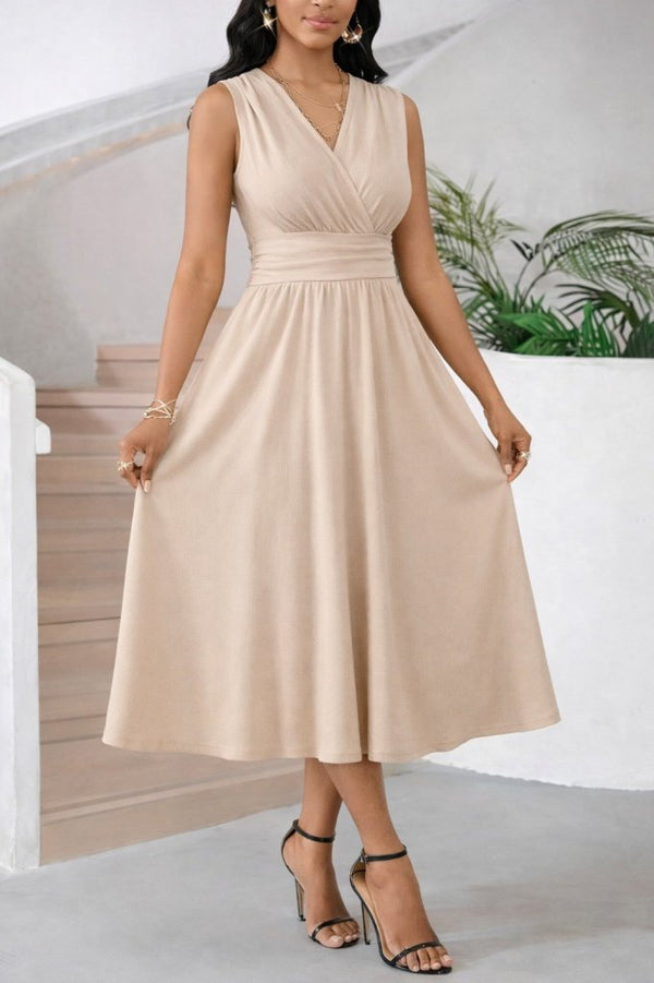 Rochie midi cu imprimeu floral, cu decolteu în V, talie elastică, model 31607, pentru femei