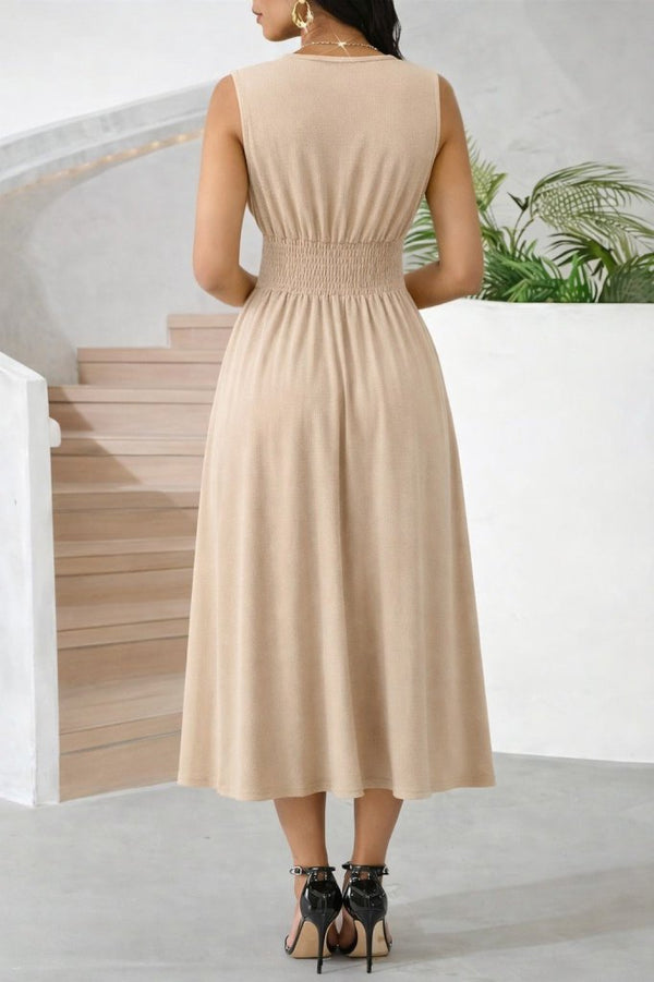 Rochie midi cu imprimeu floral, cu decolteu în V, talie elastică, model 31607, pentru femei