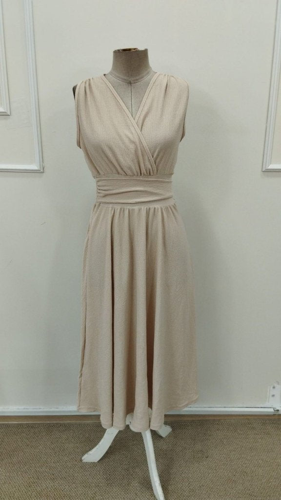 Rochie midi cu imprimeu floral, cu decolteu în V, talie elastică, model 31607, pentru femei