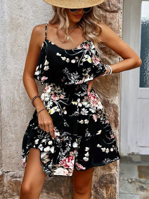 Rochie mini Supreme pentru femei, cu decolteu în V și model floral, 31685