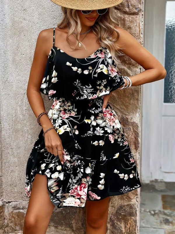 Rochie mini Supreme pentru femei, cu decolteu în V și model floral, 31685