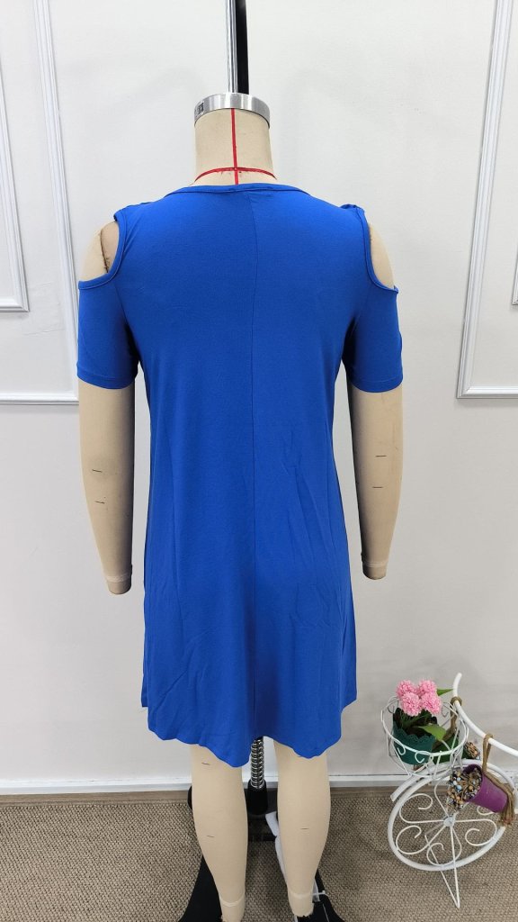 Rochie mini din viscoză cu mânecă scurtă, fără umeri, pentru femei, cu detaliu tip ochi de pasăre, 31724