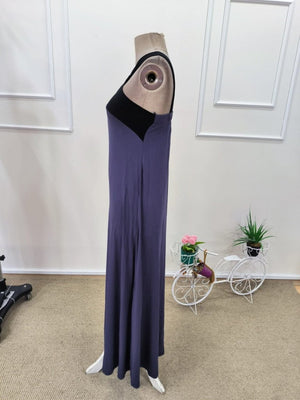 Rochie lungă din viscoză bicoloră pentru femei, cu detaliu cruce în față, 31850