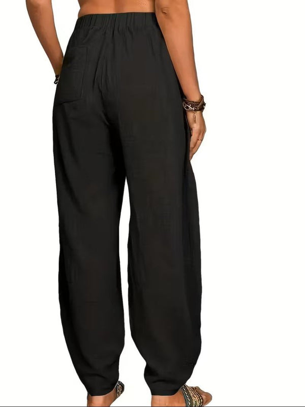Pantaloni cu talie înaltă pentru femei, cu buzunare, 32067