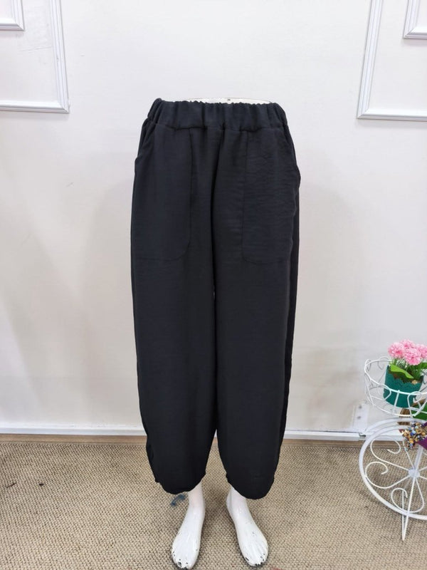Pantaloni cu talie înaltă pentru femei, cu buzunare, 32067