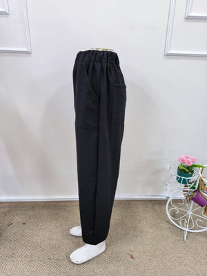 Pantaloni cu talie înaltă pentru femei, cu buzunare, 32067