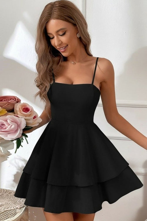 Rochie de damă din crep strălucitor, cu bretele și volane la spate, 32151