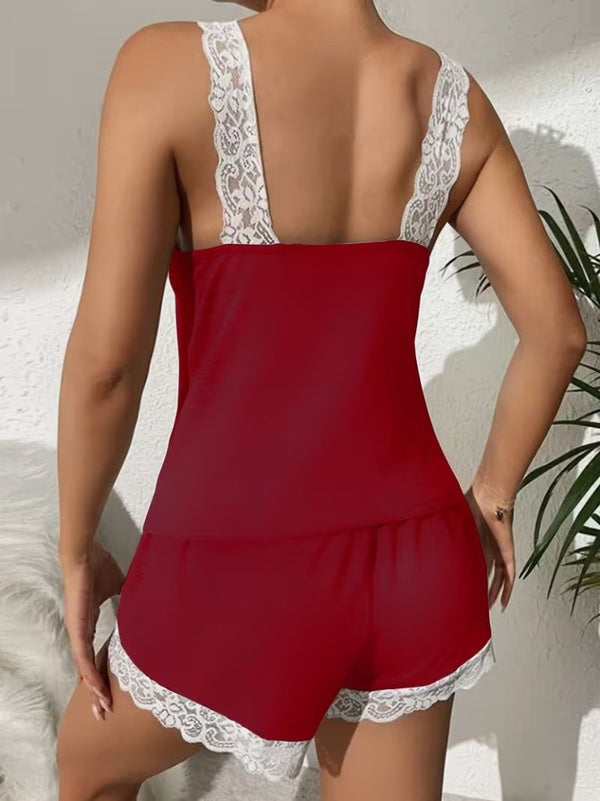 Kadın Askılı V Yakalı Viskon Bluz Ve Short Gecelik Takım, 33447
