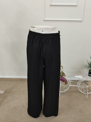 Pantaloni lungi cu croi larg și talie înaltă pentru femei, cu legături în față și detalii, 32299