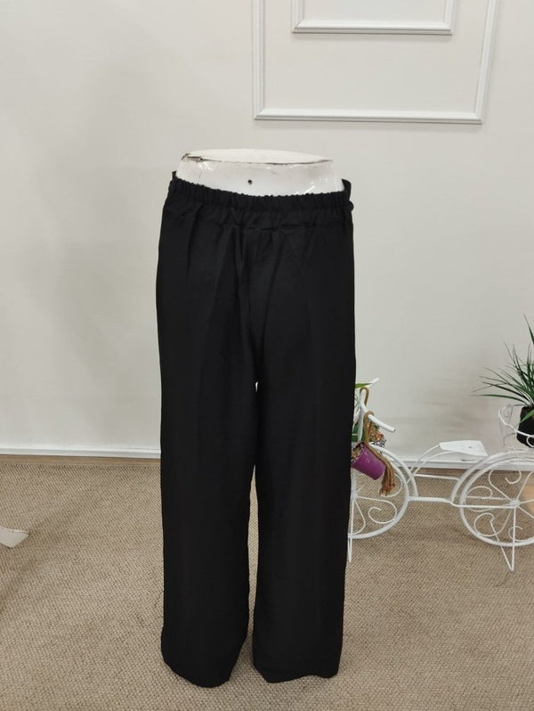 Pantaloni lungi cu croi larg și talie înaltă pentru femei, cu legături în față și detalii, 32299