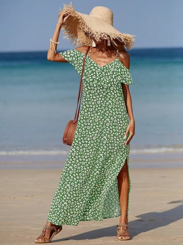 Rochie lungă Supreme pentru femei, cu bretele și umeri goi, cu crăpătură, model, 32350