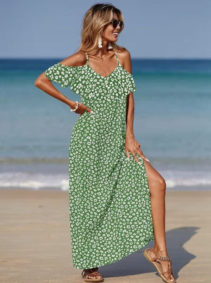 Rochie lungă Supreme pentru femei, cu bretele și umeri goi, cu crăpătură, model, 32350