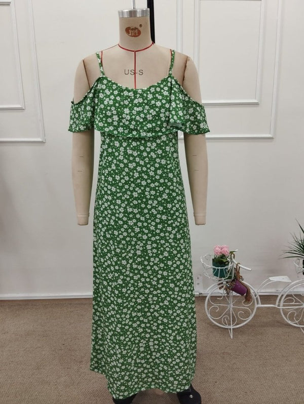 Rochie lungă Supreme pentru femei, cu bretele și umeri goi, cu crăpătură, model, 32350