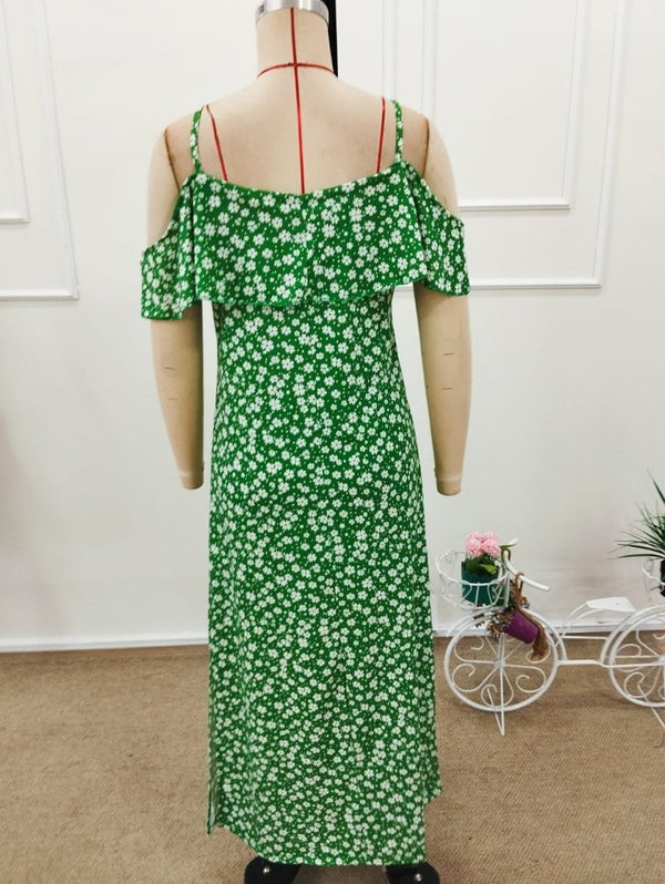 Rochie lungă Supreme pentru femei, cu bretele și umeri goi, cu crăpătură, model, 32350