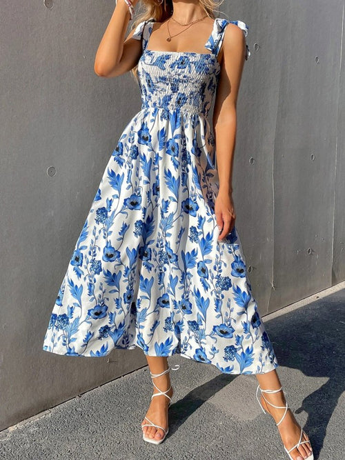 Rochie lungă cu bretele, model floral, Supreme, cu susținere a bustului, pentru femei, 32356