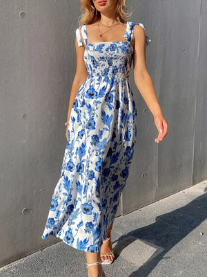 Rochie lungă cu bretele, model floral, Supreme, cu susținere a bustului, pentru femei, 32356