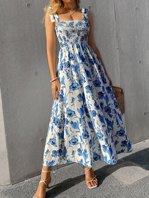 Rochie lungă cu bretele, model floral, Supreme, cu susținere a bustului, pentru femei, 32356