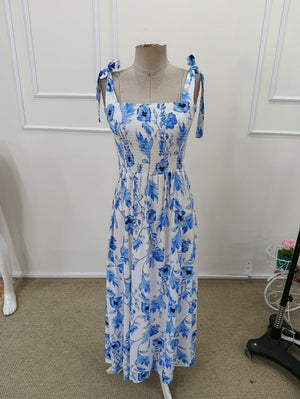 Rochie lungă cu bretele, model floral, Supreme, cu susținere a bustului, pentru femei, 32356