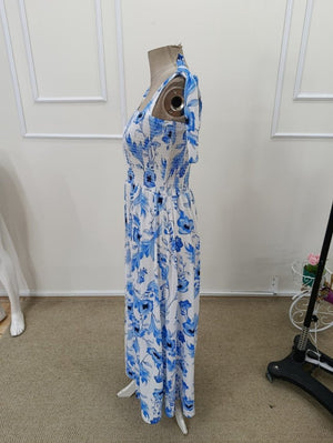 Rochie lungă cu bretele, model floral, Supreme, cu susținere a bustului, pentru femei, 32356
