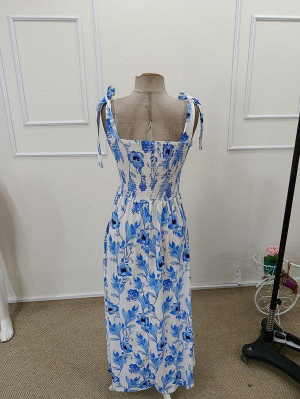Rochie lungă cu bretele, model floral, Supreme, cu susținere a bustului, pentru femei, 32356
