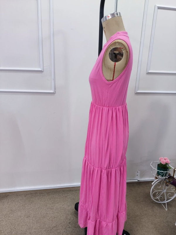 Rochie midi din viscoză pentru femei, cu decolteu în V și nasturi în față, cu bretele, 32359