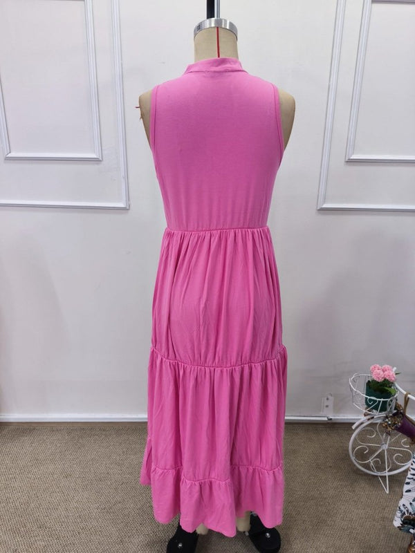 Rochie midi din viscoză pentru femei, cu decolteu în V și nasturi în față, cu bretele, 32359