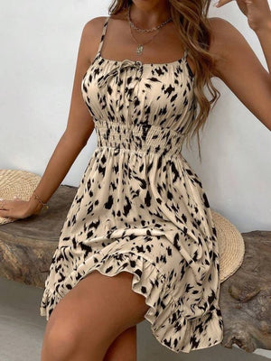 Rochie scurtă Supreme pentru femei, cu bretele, decolteu încrețit și talie elastică, 32367
