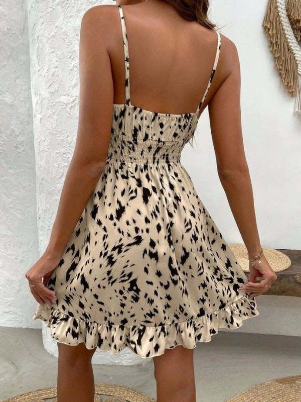 Rochie scurtă Supreme pentru femei, cu bretele, decolteu încrețit și talie elastică, 32367