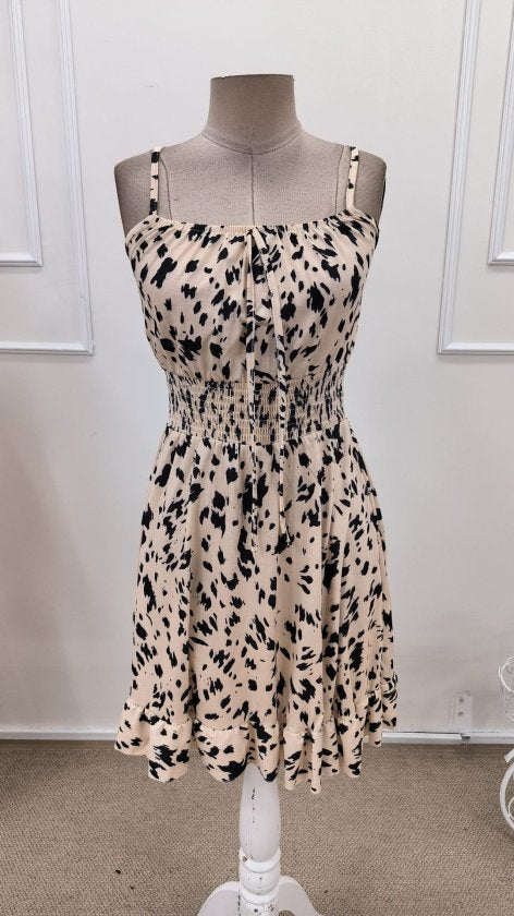 Rochie scurtă Supreme pentru femei, cu bretele, decolteu încrețit și talie elastică, 32367