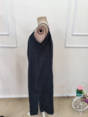 Rochie lungă musulmană pentru femei, cu bretele, decolteu rotund și crăpătură, 32378
