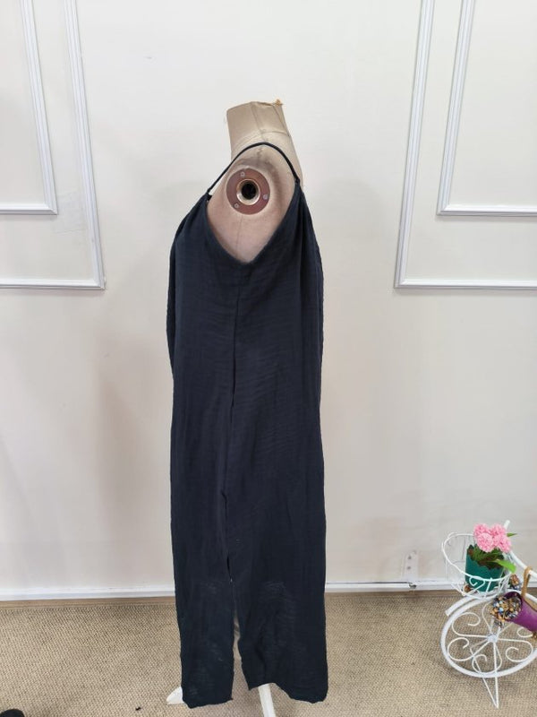 Rochie lungă musulmană pentru femei, cu bretele, decolteu rotund și crăpătură, 32378