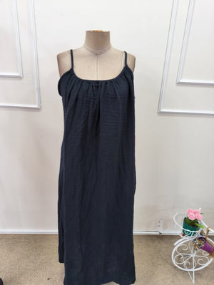 Rochie lungă musulmană pentru femei, cu bretele, decolteu rotund și crăpătură, 32378