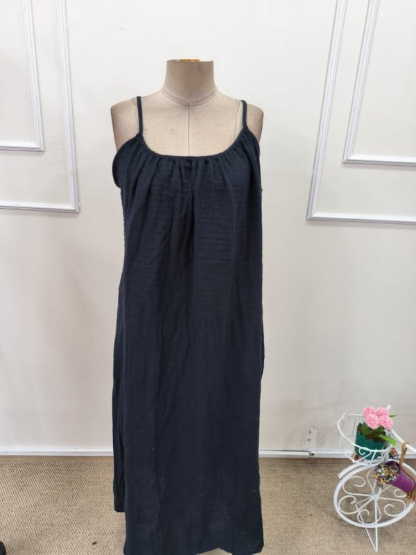 Rochie lungă musulmană pentru femei, cu bretele, decolteu rotund și crăpătură, 32378