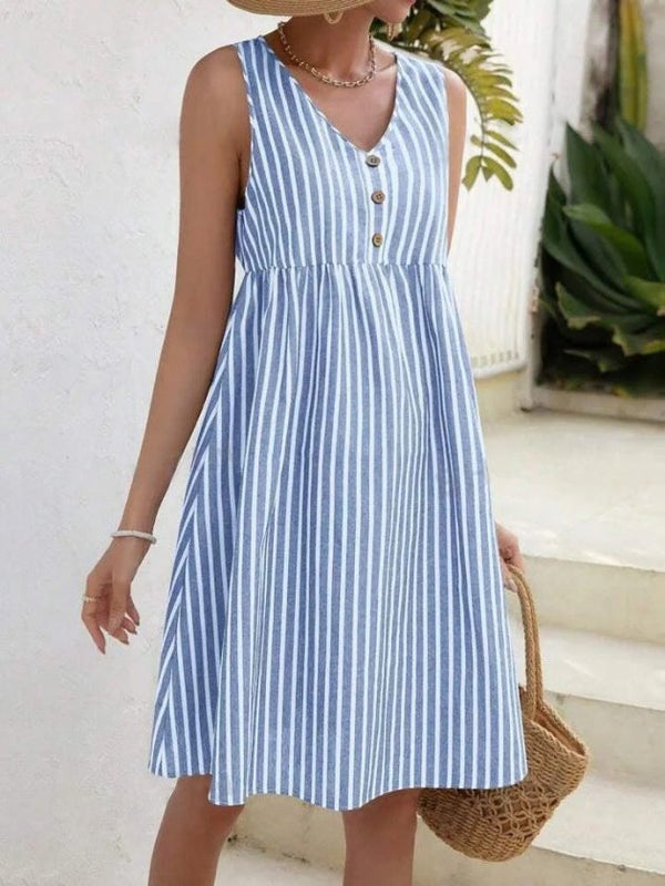 Rochie scurtă Supreme pentru femei, fără mâneci, cu bretele în V și nasturi, 32431
