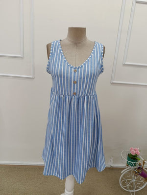 Rochie scurtă Supreme pentru femei, fără mâneci, cu bretele în V și nasturi, 32431