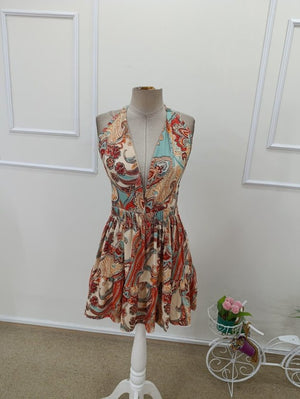 Rochie scurtă Supreme pentru femei, cu decolteu adânc în V, bretele, detaliu la spate și șireturi, model 32443