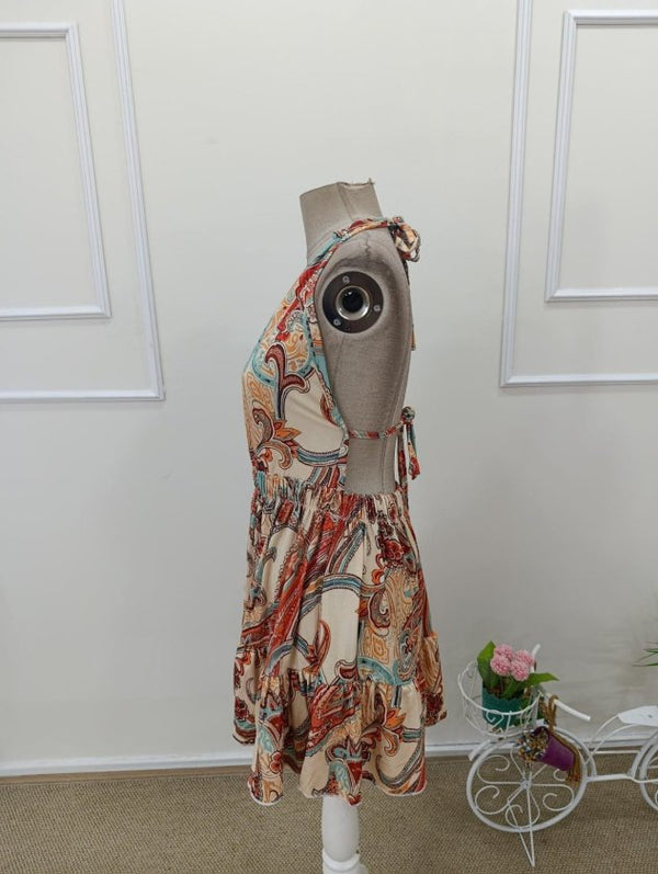 Rochie scurtă Supreme pentru femei, cu decolteu adânc în V, bretele, detaliu la spate și șireturi, model 32443